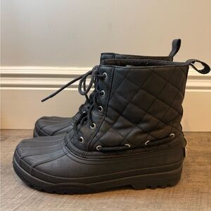 Sperry Top Sider Black Duck Boots Womens Quilted Rubber Boots Size 9